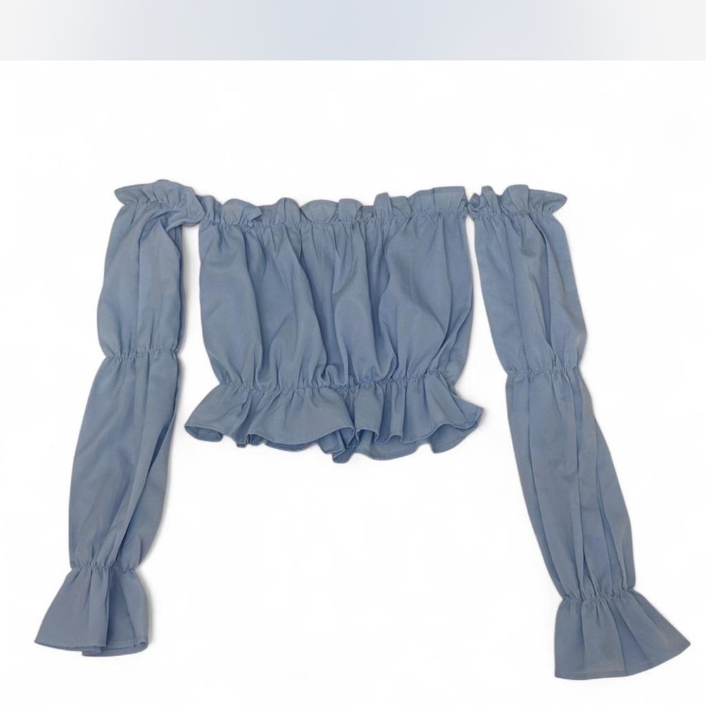 Blue Off-Shoulder Blouse
